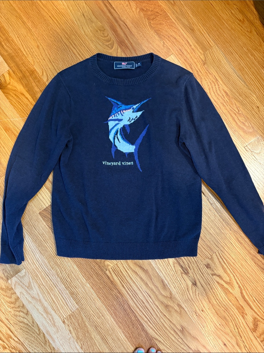 Vineyard Vines Navy Marlin Intarsia Crewneck Sweater